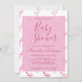 ピンクのフラミンゴ夏の女の子の赤ちゃんシャワー 招待状 (正面)