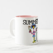 ピンクのフラミンゴ夏のTシャツとプレゼント ツートーンマグカップ (正面左)