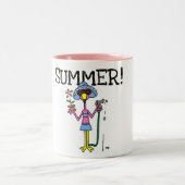 ピンクのフラミンゴ夏のTシャツとプレゼント ツートーンマグカップ (中央)