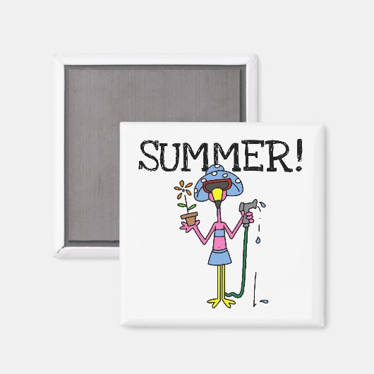 ピンクのフラミンゴ夏のTシャツとプレゼント マグネット (正面/裏面)