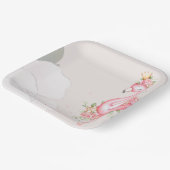 ピンクのフラミンゴ女の子の赤ちゃんシャワー ペーパープレート (傾斜あり)