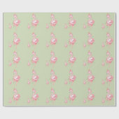 ピンクのフラミンゴ女の子の赤ちゃんシャワー ラッピングペーパー (フラット)