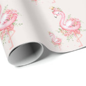 ピンクのフラミンゴ女の子の赤ちゃんシャワー ラッピングペーパー (ロールコーナー)