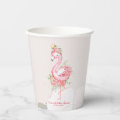 ピンクのフラミンゴ女の子の赤ちゃんシャワー 紙コップ (正面)