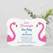 ピンクのフラミンゴ女子会招待状 招待状 (スタンド正面)