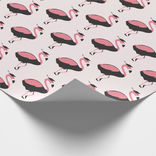 ピンクのフラミンゴ模様の動物の卒業 ラッピングペーパー (角)
