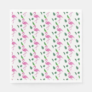 ピンクのフラミンゴ模様 スタンダードランチョンナプキン