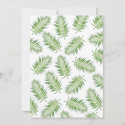 ピンクのフラミンゴ水色のベビーシャワー 招待状 (裏面)