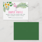 ピンクのフラミンゴ水色ベビーシャワーおむつラッフル エンクロージャーカード (正面/裏面)