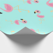 ピンクのフラミンゴ熱帯かわいい1歳の誕生日 ラッピングペーパー (角)
