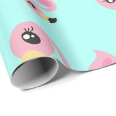 ピンクのフラミンゴ熱帯かわいい1歳の誕生日 ラッピングペーパー (ロールコーナー)