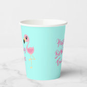 ピンクのフラミンゴ熱帯かわいい1歳の誕生日 紙コップ (左)