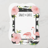 ピンクのフラミンゴ熱帯の日付を保存 セーブザデート (正面/裏面)