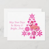 ピンクのフラミンゴ熱帯クリスマスツリー シーズンポストカード (正面/裏面)