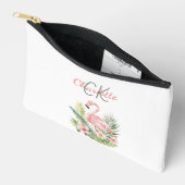 ピンクのフラミンゴ熱帯夏のモノグラム アクセサリーポーチ (見開き)