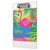 ピンクのフラミンゴ熱帯性片脚に立つ クリップボード (左)