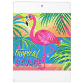 ピンクのフラミンゴ熱帯性片脚に立つ クリップボード (裏面)