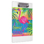 ピンクのフラミンゴ熱帯性片脚に立つ クリップボード (右)