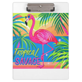 ピンクのフラミンゴ熱帯性片脚に立つ クリップボード