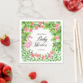 ピンクのフラミンゴ熱帯花ベビーシャワー スタンダードカクテルナプキン (インサイチュ)