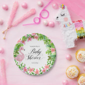 ピンクのフラミンゴ熱帯花ベビーシャワー ペーパープレート (パーティー)