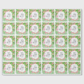 ピンクのフラミンゴ熱帯花ベビーシャワー ラッピングペーパー (フラット)