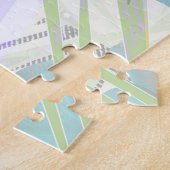 ピンクのフラミンゴ熱帯葉パームモンステラJigsaw P ジグソーパズル (側面)