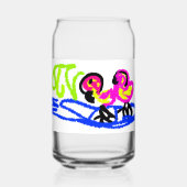 ピンクのフラミンゴ結婚スの夏おもしろいコーヒー ガラス缶 (正面)