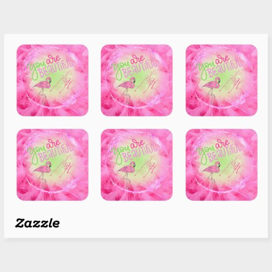 ピンクのフラミンゴ美しい感動的 スクエアシール (シート)