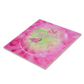 ピンクのフラミンゴ美しい感動的 タイル (側面)