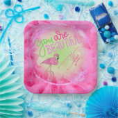 ピンクのフラミンゴ美しい感動的 ペーパープレート (パーティー)