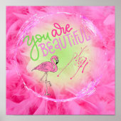 ピンクのフラミンゴ美しい感動的 ポスター (正面)