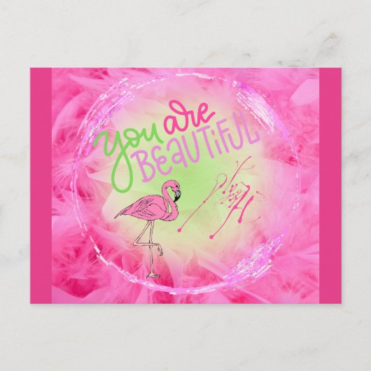 ピンクのフラミンゴ美しい感動的 ポストカード (正面)