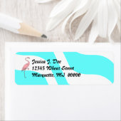 ピンクのフラミンゴ雪の鳥冬の温暖な住所 シール (インサイチュ)