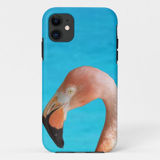ピンクのフラミンゴ顔の青い水に対して Case-Mate iPhoneケース (裏面)