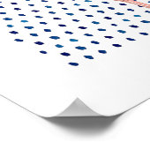 ピンクのフラミンゴ鳥の水色ドットパターンポスター ポスター (角)