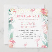 ピンクのフラミンゴ鳥の熱帯誕生日パーティー 招待状 (裏面)