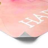 ピンクのフラミンゴ2羽のトロピカルビーチパーティーバナー ポスター (角)