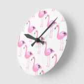 ピンクのフラミンゴ2 ラウンド壁時計 (傾斜)