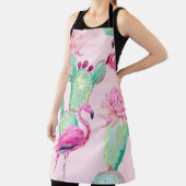 ピンクのフラミンゴ、エキゾチックな鳥、優しい花、バラ、 エプロン (インサイチュ)