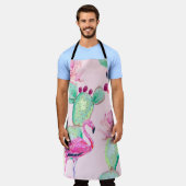 ピンクのフラミンゴ、エキゾチックな鳥、優しい花、バラ、 エプロン (着用した状態)