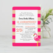 ピンクのフラミンゴ　オーダーメイド洗礼招待状 招待状 (スタンド正面)