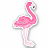  ピンクのフラミンゴ カートゥーン ダイカット ステッカー デカール (正面)