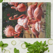 ピンクのフラミンゴ キッチンタオル (折り畳み)