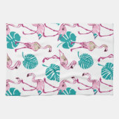 ピンクのフラミンゴ キッチンタオル (横)
