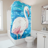 ピンクのフラミンゴ シャワーカーテン (インサイチュ)