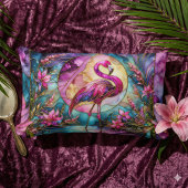 ピンクのフラミンゴ・ステンドグラス・モザイク ランバークッション