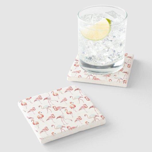 ピンクのフラミンゴ ストーンコースター (横)