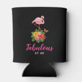 ピンクのフラミンゴ&トロピカルハイビスカス40で素晴らしい 缶クーラー (裏面)