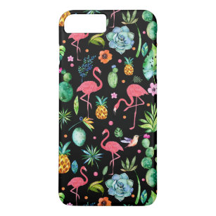 ピンクのフラミンゴ&トロピカルフラワー&多肉植物GR2 iPhone 8 PLUS/7 PLUSケース